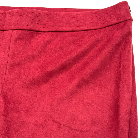 Loft | NWT Women's 26 Plus‎ Soft Faux Suede Burgundy Red Side Zip Trousers Pants - Picture 1 of 10